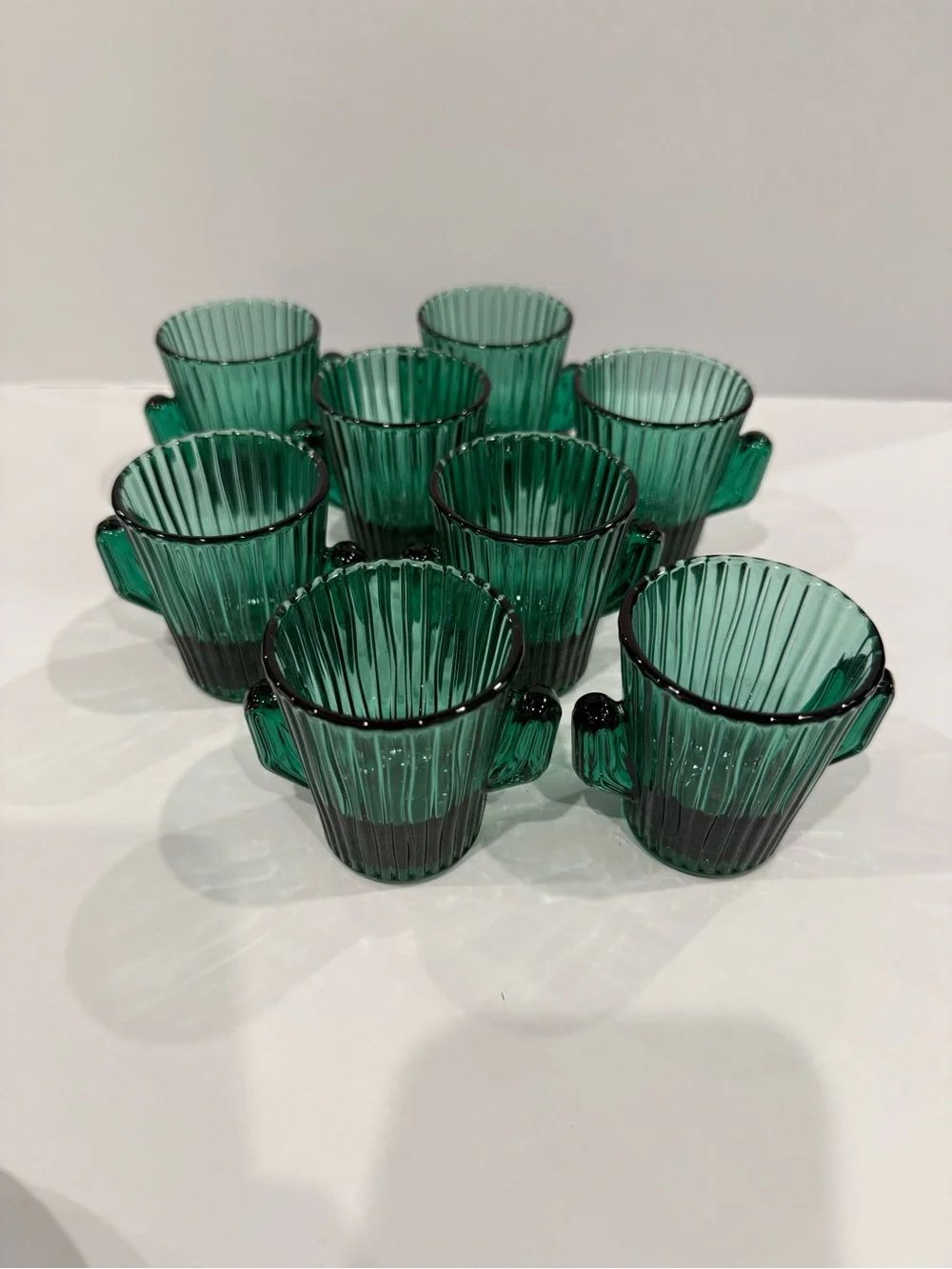 Libbey Deep Green Ribbed Glass Mug with Handle